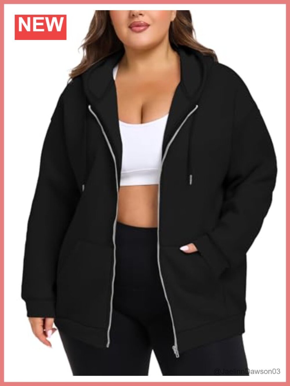 Plus Size Zip Up Hoodie Oversized Fleece Sweatshirt Thumbhole